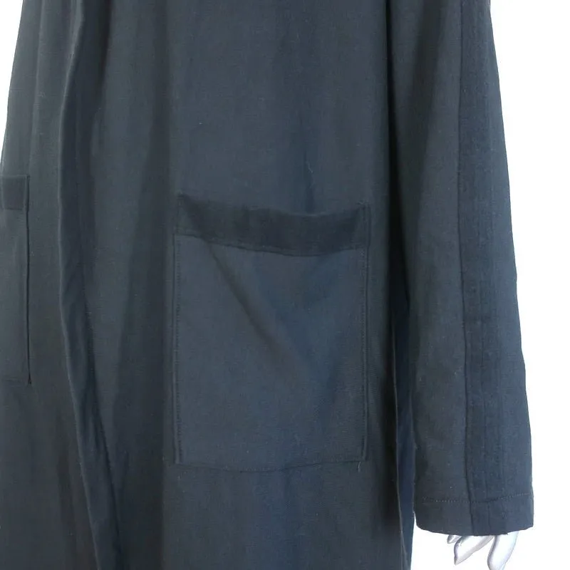 Elaine Kim Kimono Coat Renta Black Fleece Size Large Open Front Duster NEW
