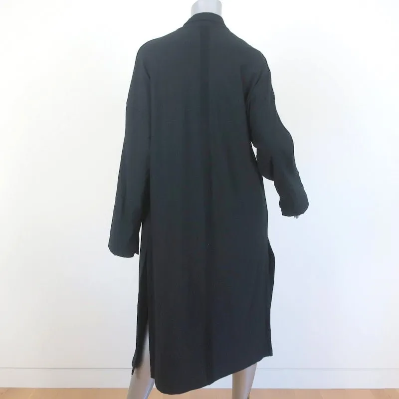 Elaine Kim Kimono Coat Renta Black Fleece Size Large Open Front Duster NEW