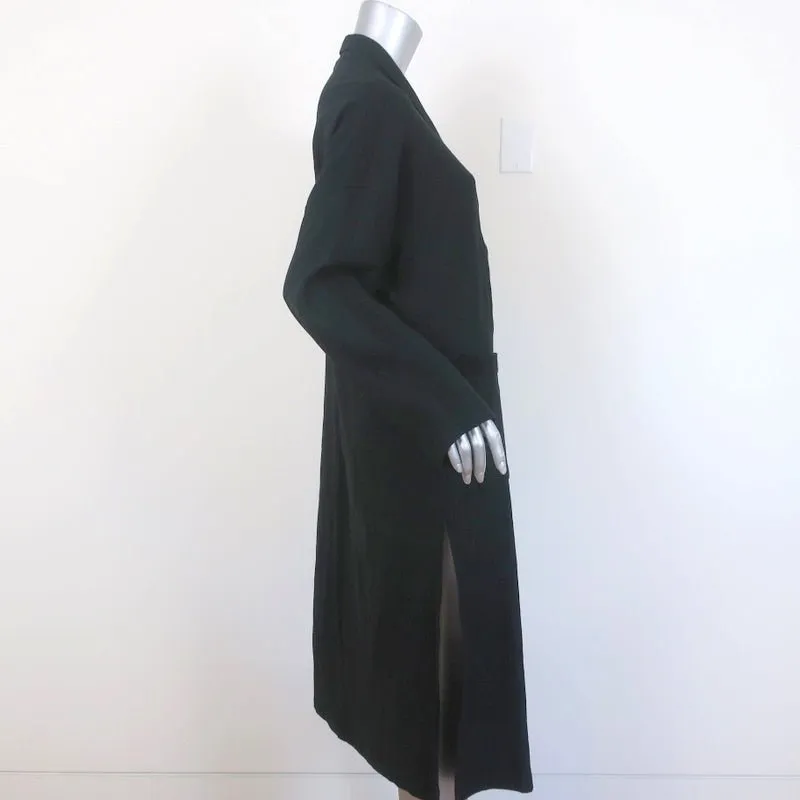 Elaine Kim Kimono Coat Renta Black Fleece Size Large Open Front Duster NEW