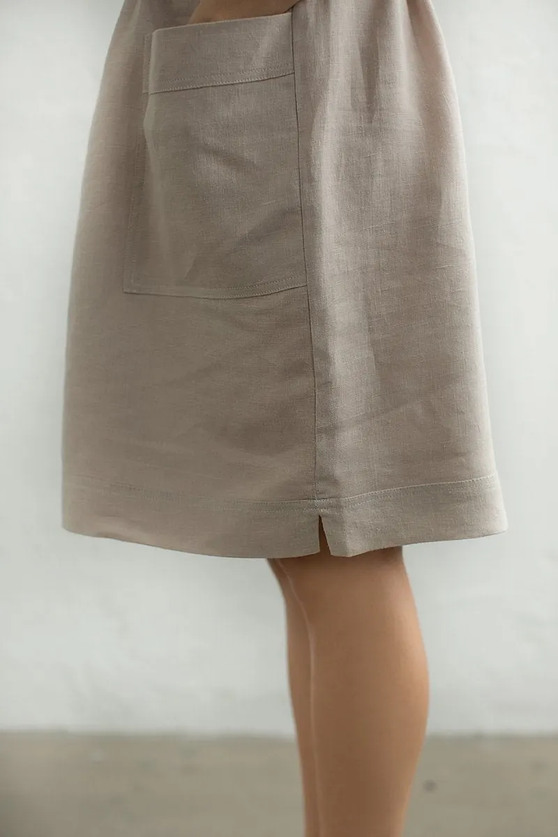 Elegant Boat-Neck Loose Linen Dress