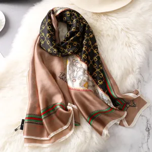 Elegant Print Silk Scarf Silky Shawl Wrap for Women Ladies Girls 90x180