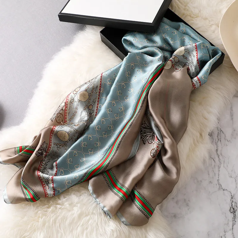 Elegant Print Silk Scarf Silky Shawl Wrap for Women Ladies Girls 90x180