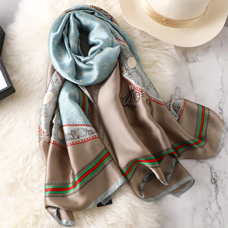 Elegant Print Silk Scarf Silky Shawl Wrap for Women Ladies Girls 90x180