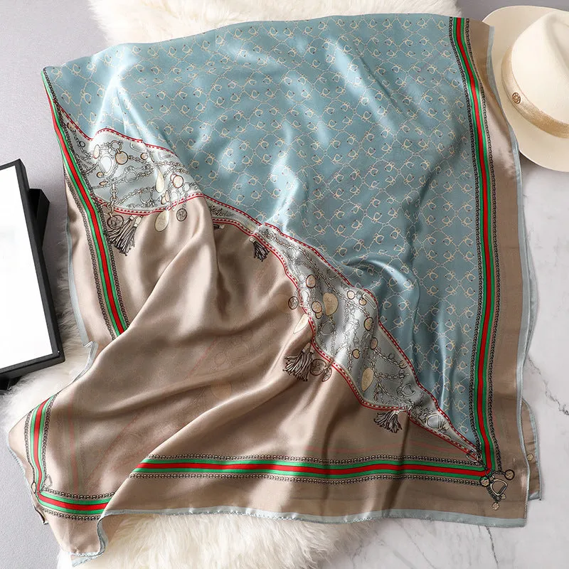 Elegant Print Silk Scarf Silky Shawl Wrap for Women Ladies Girls 90x180
