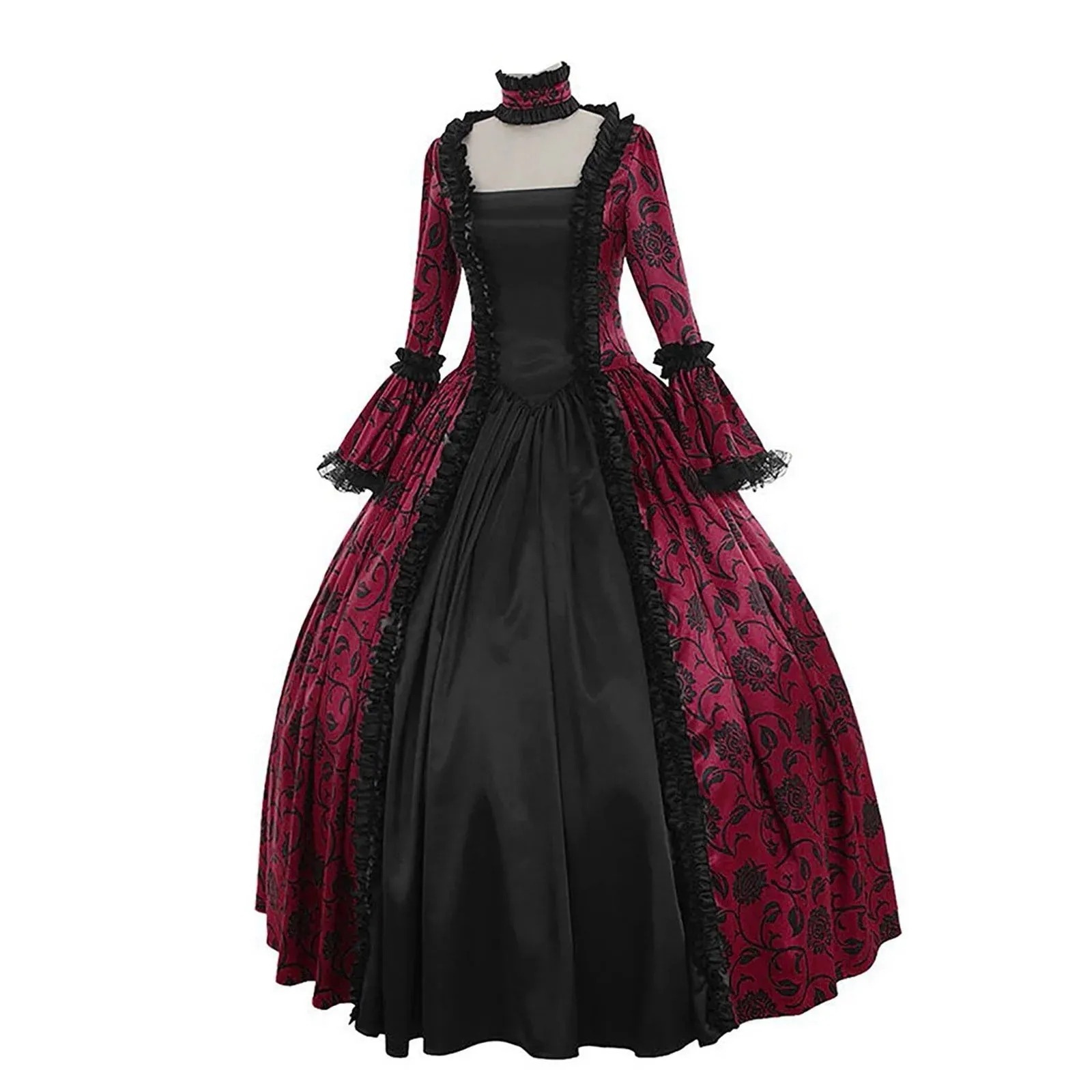Evening Party Dress Formal Evening Dress Fall Winter Womens Dresses Retro Floral Print Ball Gowns Dress Skirt Fall Winter Gothic Retro Floral Print Ball Gowns Gowns Dress