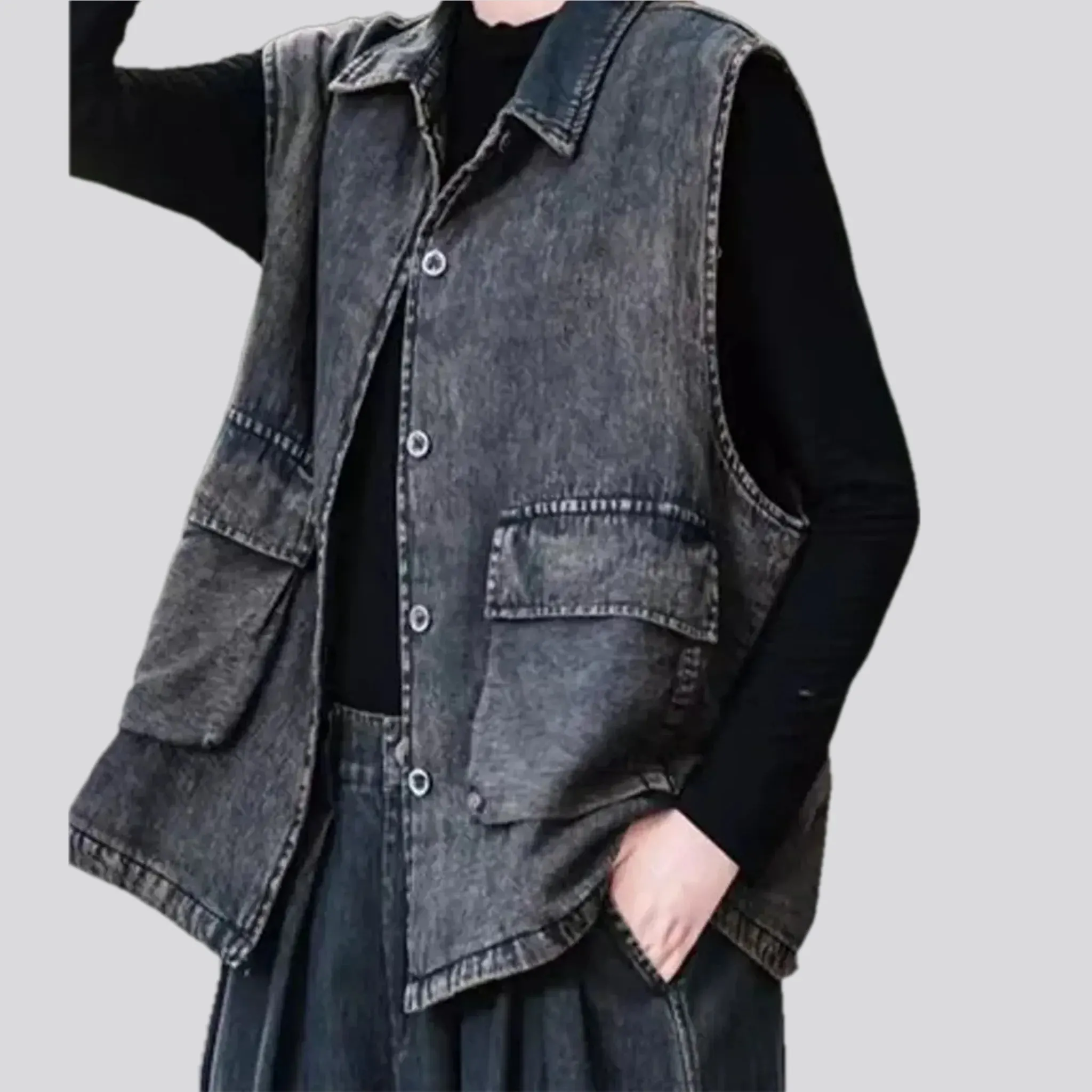 Extra-large fit vintage women's jeans vest