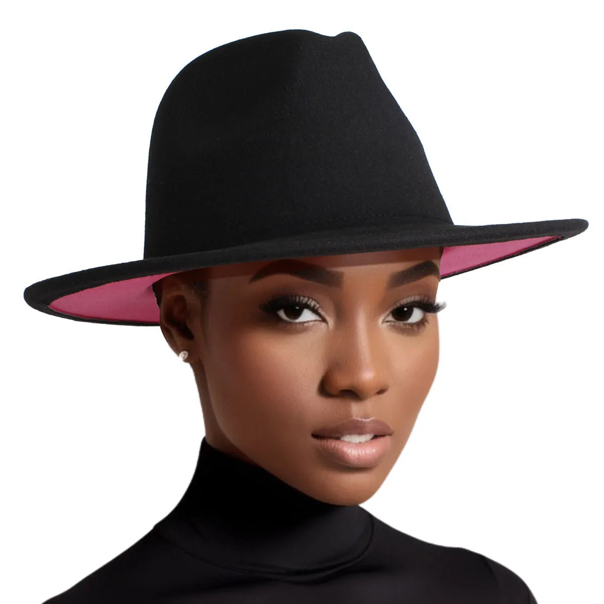 Fedora Black Pink Two Tone Wide Brim Hat
