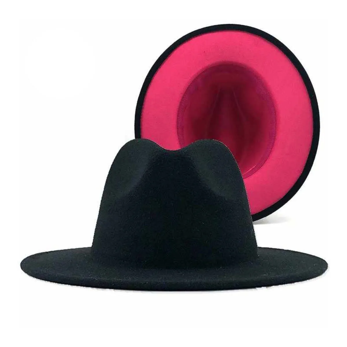 Fedora Black Pink Two Tone Wide Brim Hat