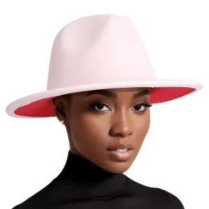 Fedora Light Pink Red Two Tone Wide Brim Hat