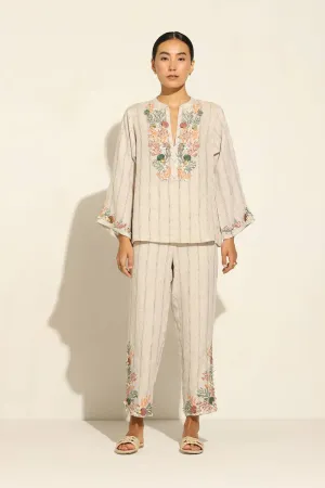 Fia Boho Blouse with Coral Reef Embroidery