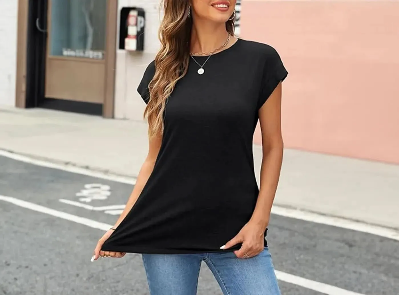 FitVille Women's Loose-Fit Sleeveless T-Shirt