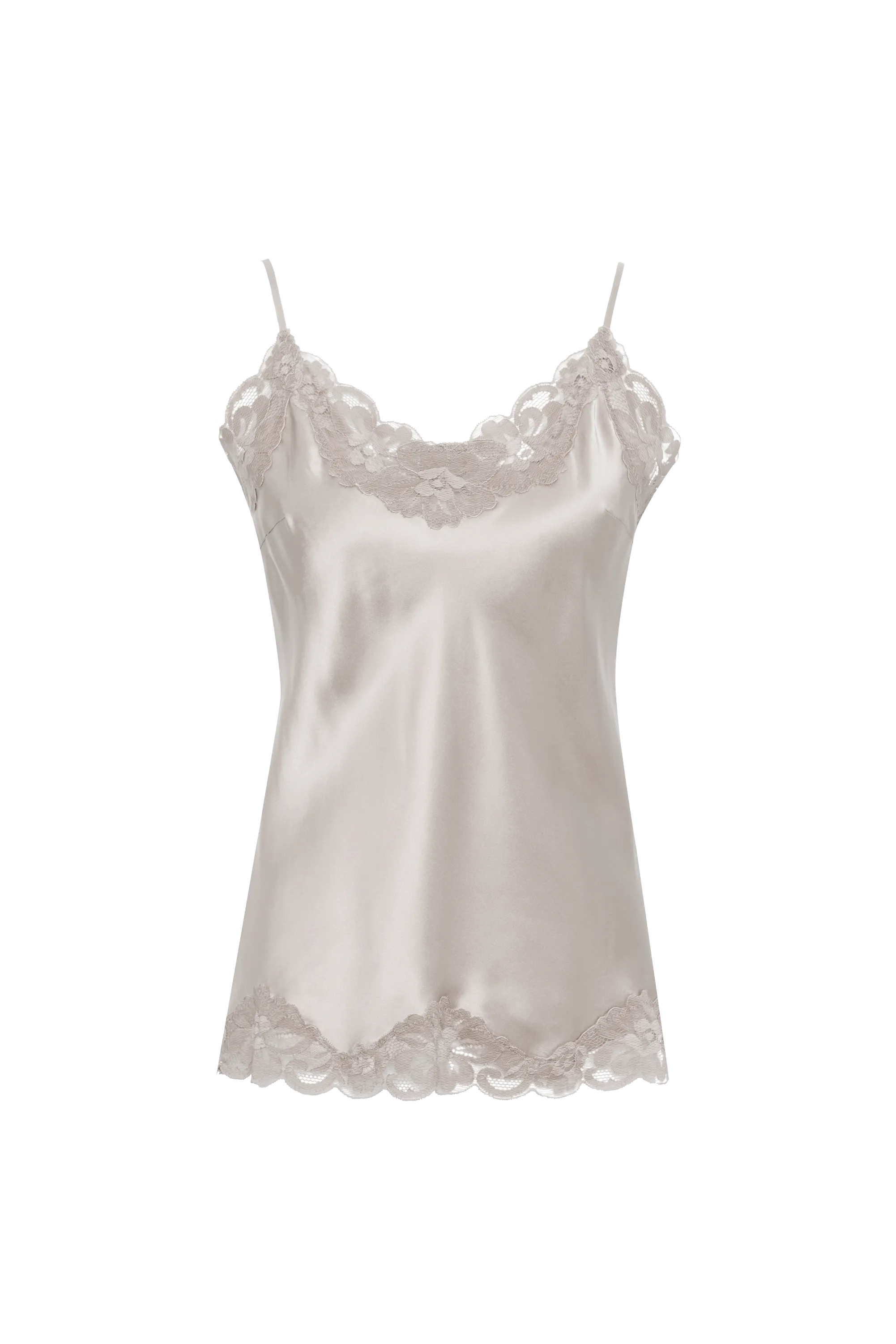 Floral Lace Silk Cami Antique White