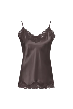 Floral Lace Silk Cami Fudge