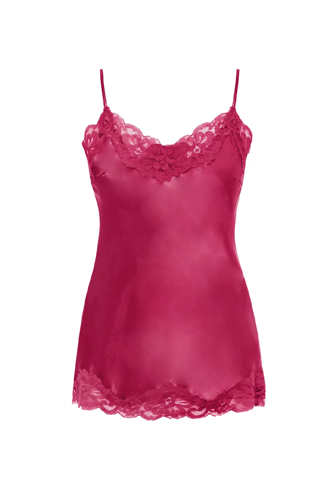 Floral Lace Silk Cami Magenta Glow