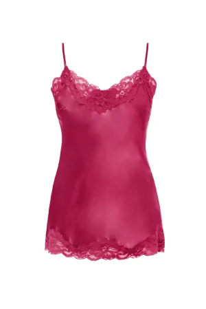 Floral Lace Silk Cami Magenta Glow
