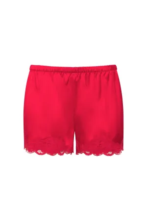 Floral Lace Silk Shorts Red Chili