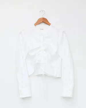 Gather No Collar Shirt, White