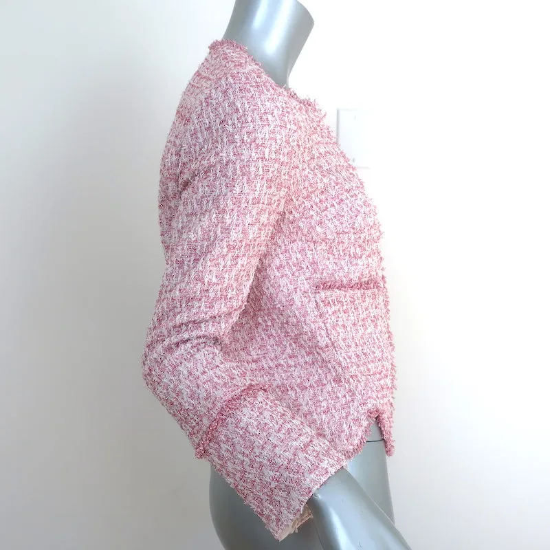 Giambattista Valli Metallic Tweed Jacket Pink Cotton-Blend Size 40