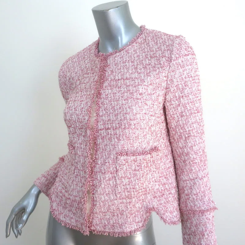 Giambattista Valli Metallic Tweed Jacket Pink Cotton-Blend Size 40