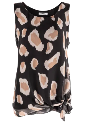 Gigi Black Giraffe Print Silk Tank Top