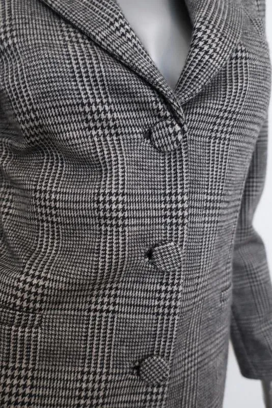 Giorgio Armani Glen Plaid Blazer Gray Cashmere-Blend Size 40 Three Button Jacket