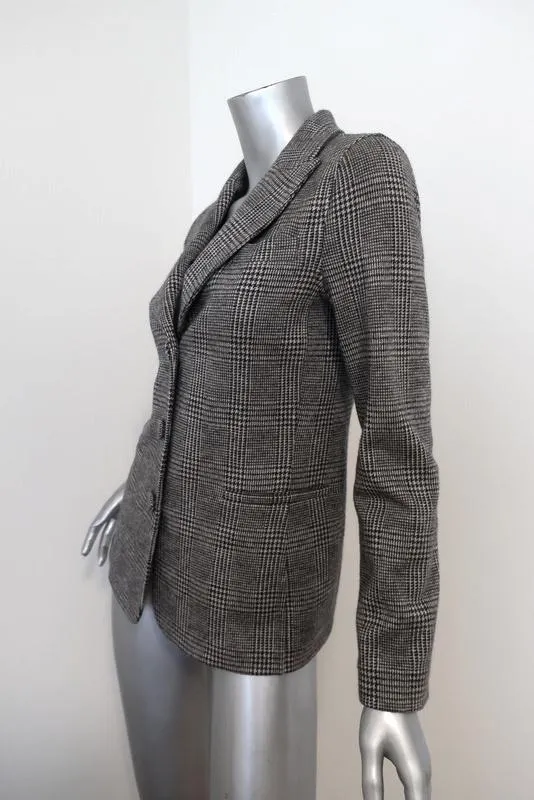 Giorgio Armani Glen Plaid Blazer Gray Cashmere-Blend Size 40 Three Button Jacket