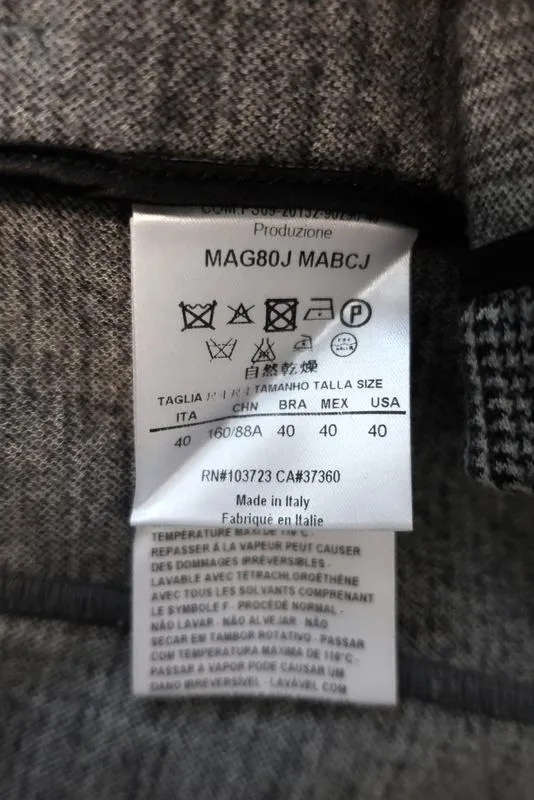 Giorgio Armani Glen Plaid Blazer Gray Cashmere-Blend Size 40 Three Button Jacket