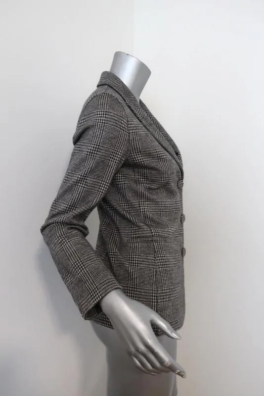 Giorgio Armani Glen Plaid Blazer Gray Cashmere-Blend Size 40 Three Button Jacket