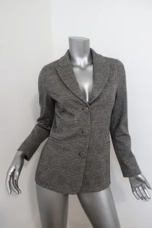 Giorgio Armani Glen Plaid Blazer Gray Cashmere-Blend Size 40 Three Button Jacket