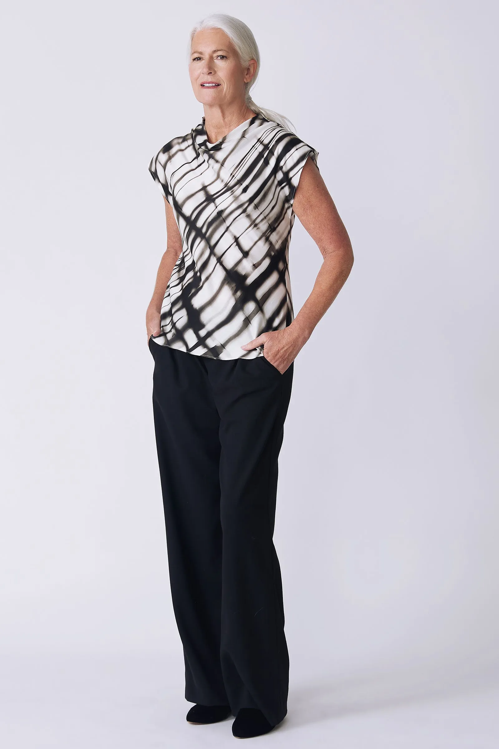 Gloria Drape Top - Watercolor Print