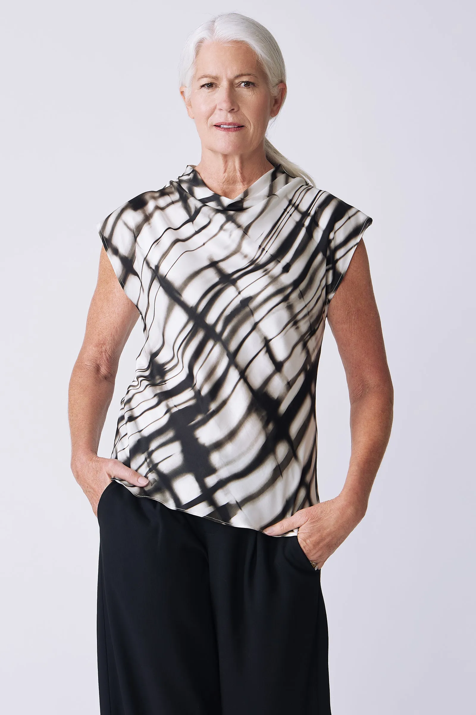 Gloria Drape Top - Watercolor Print