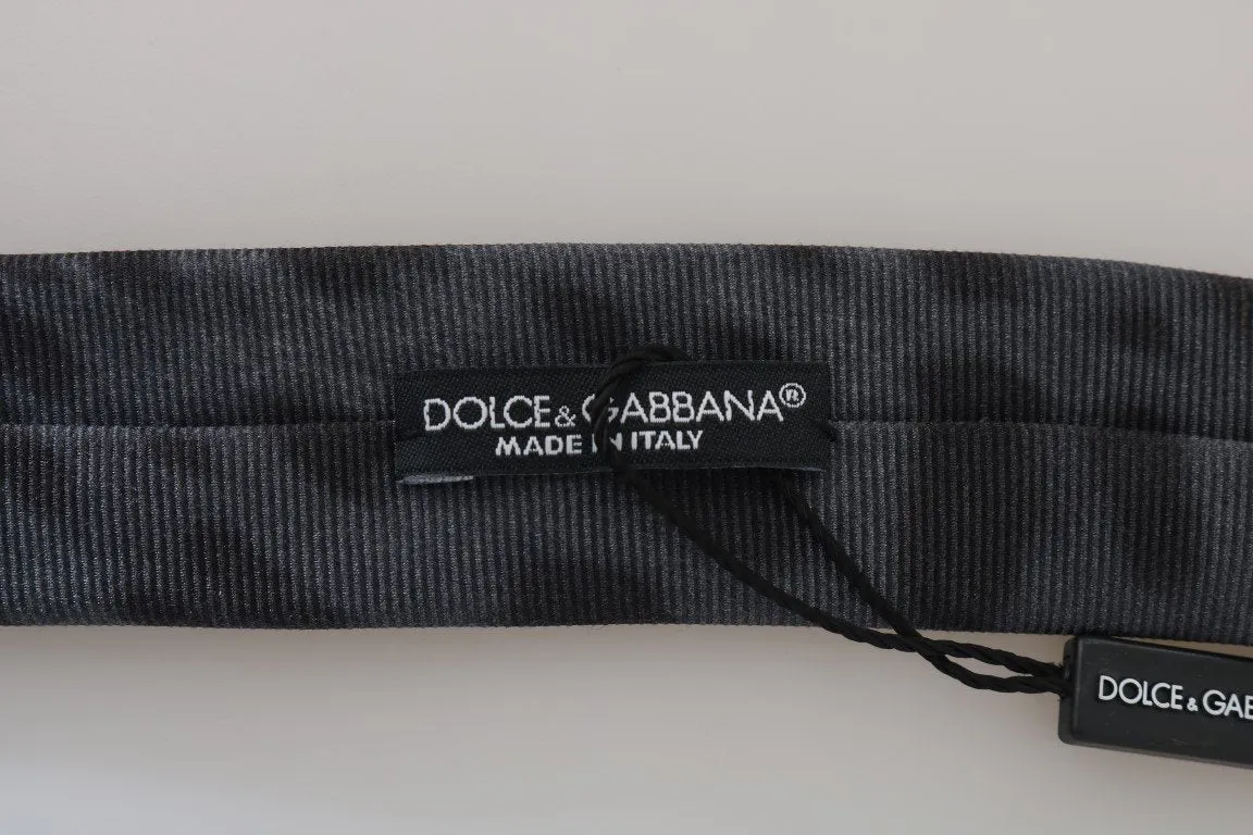 Gray Silk Black Dotted Slim Tie