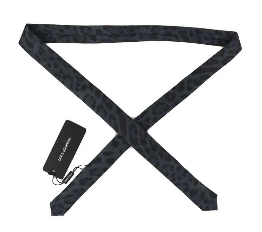 Gray Silk Black Dotted Slim Tie