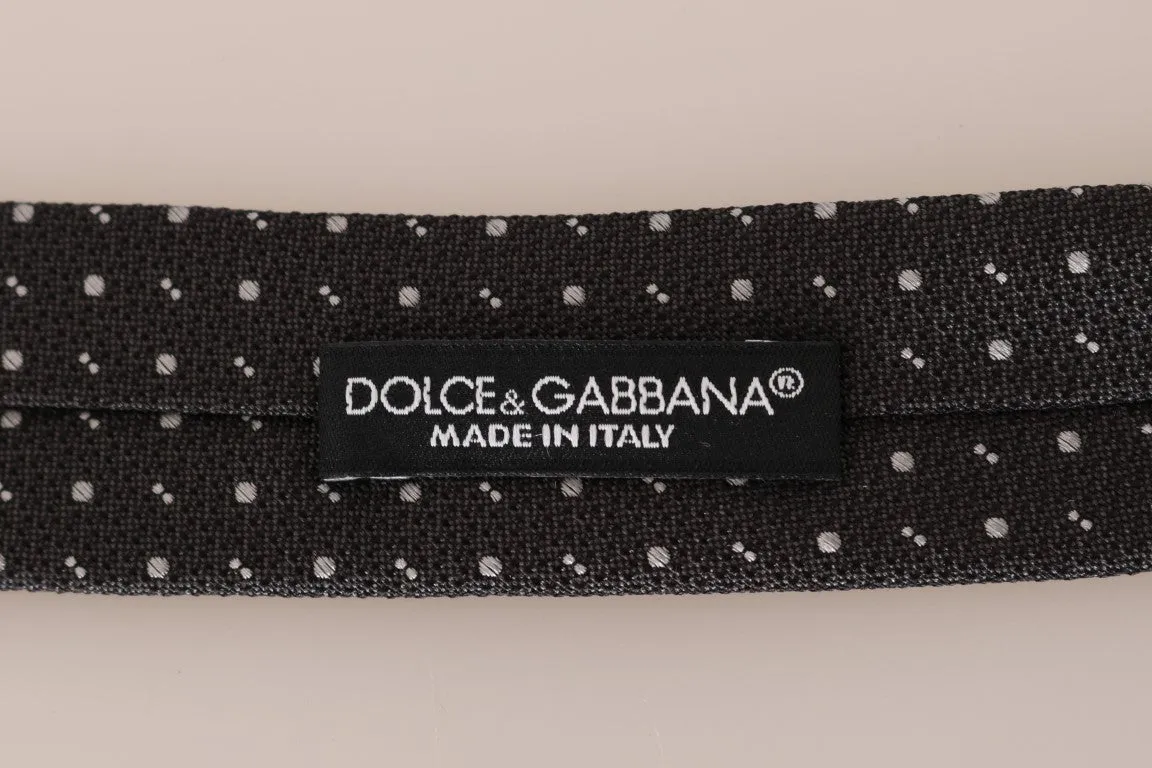 Gray Silk Dotted Slim Tie