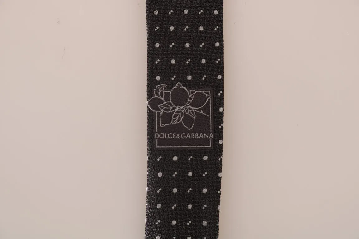 Gray Silk Dotted Slim Tie