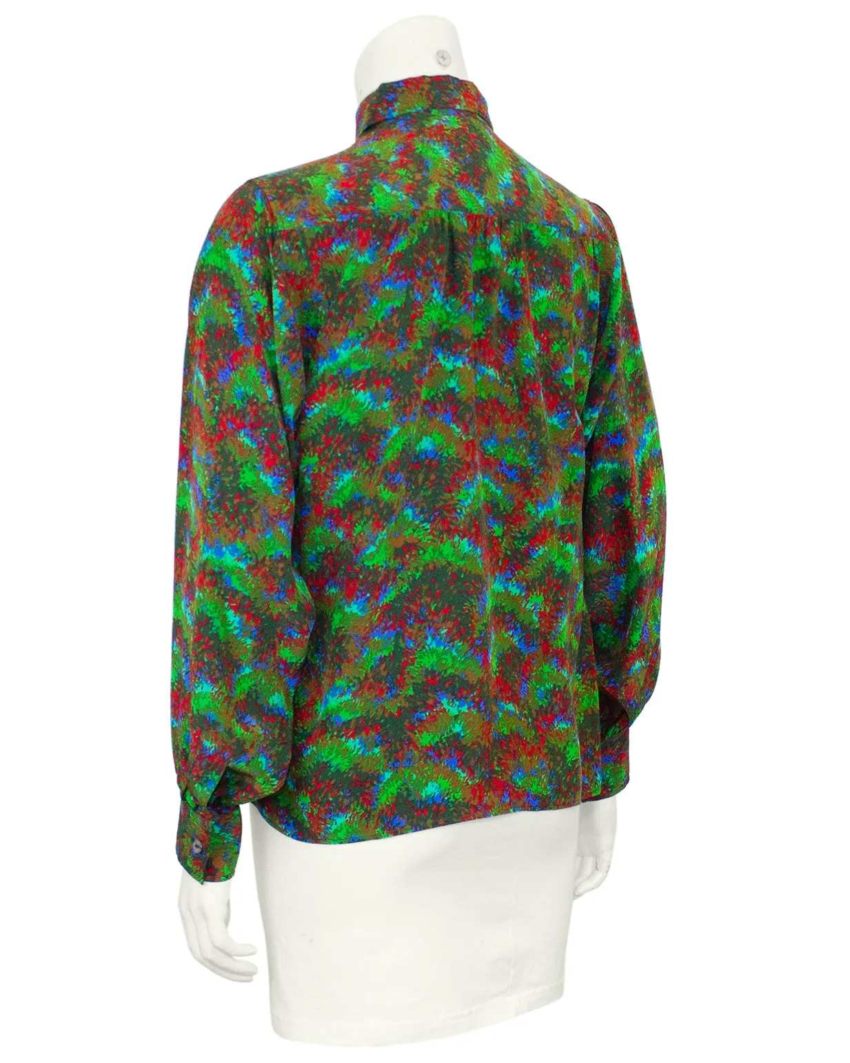 Green Silk Printed Blouse