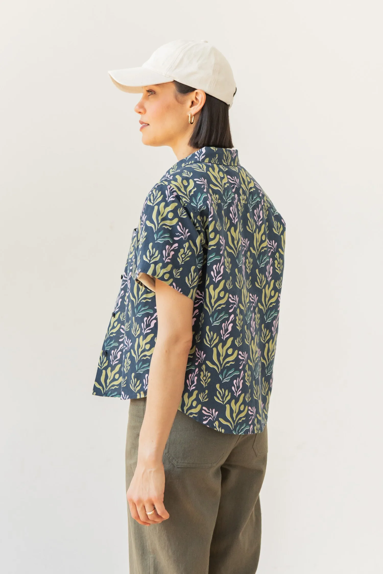 Greer Cropped Shirt / Spring Kelp