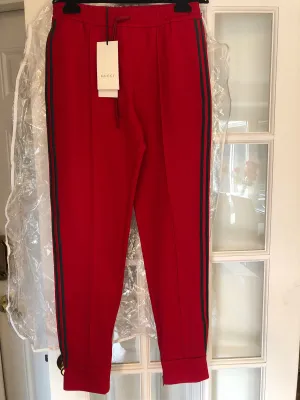 Gucci Green and Red Stripe Track Pants in Red