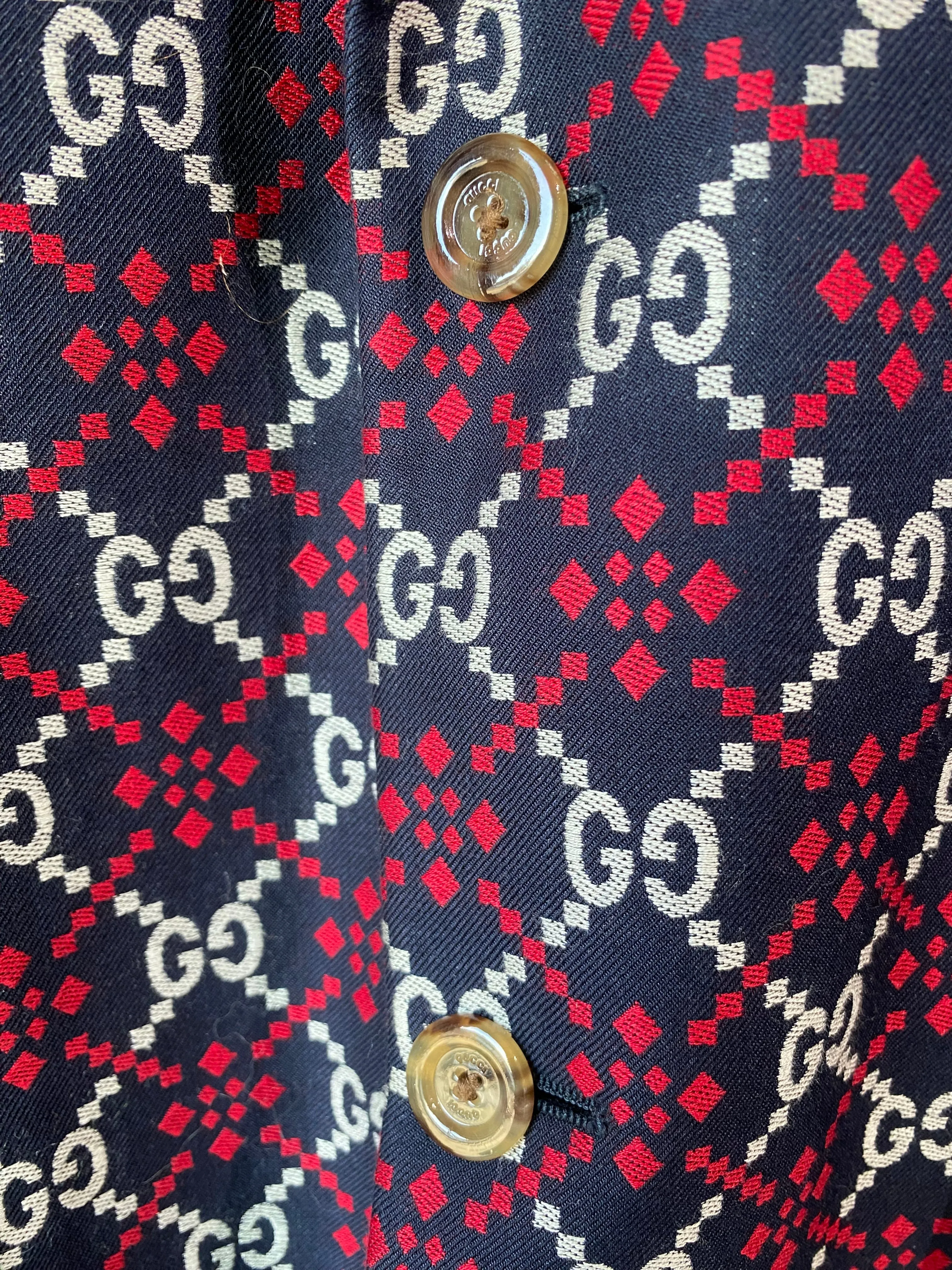 Gucci Navy, Red, and White GG Monogram Blazer