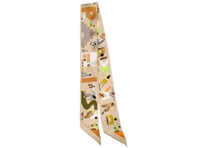 Hermes "Figures Libres" Skateboarding Scape Printed Silk Twilly