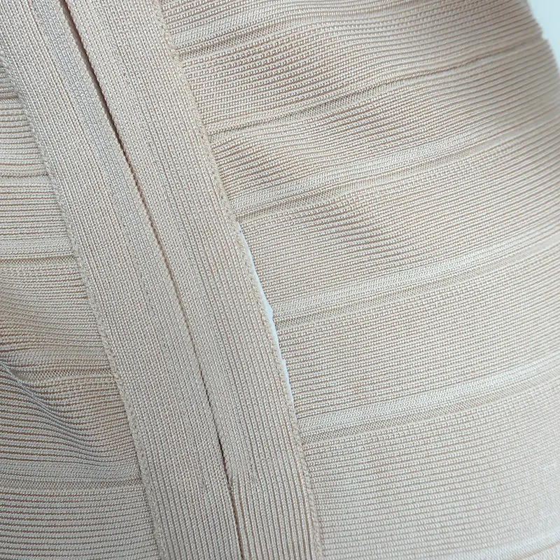 Herve Leger Sofie Crochet & Snake Print Paneled Bandage Dress Cream Size Medium