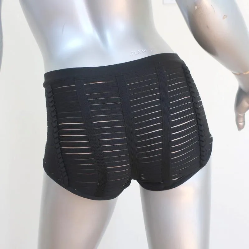 Herve Leger Toni Bandage Shorts Black Size Small Micro Mini Shorts