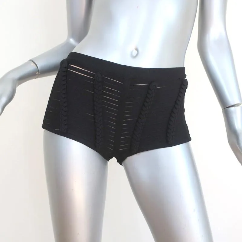 Herve Leger Toni Bandage Shorts Black Size Small Micro Mini Shorts