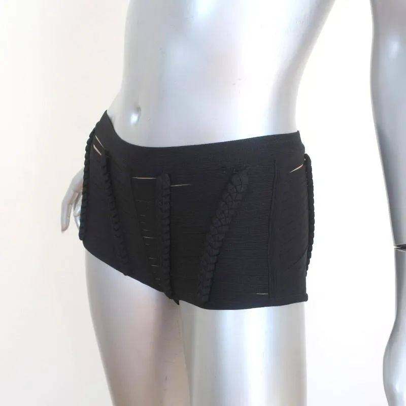 Herve Leger Toni Bandage Shorts Black Size Small Micro Mini Shorts