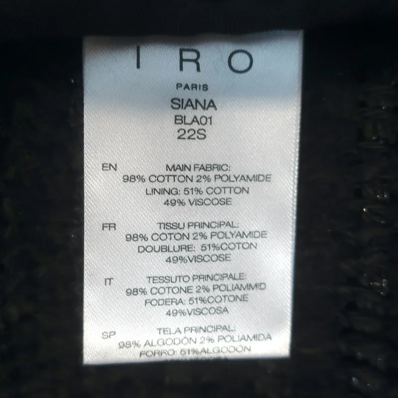 IRO Siana Metallic Boucle Tweed Jacket Black Cotton-Blend Size 40
