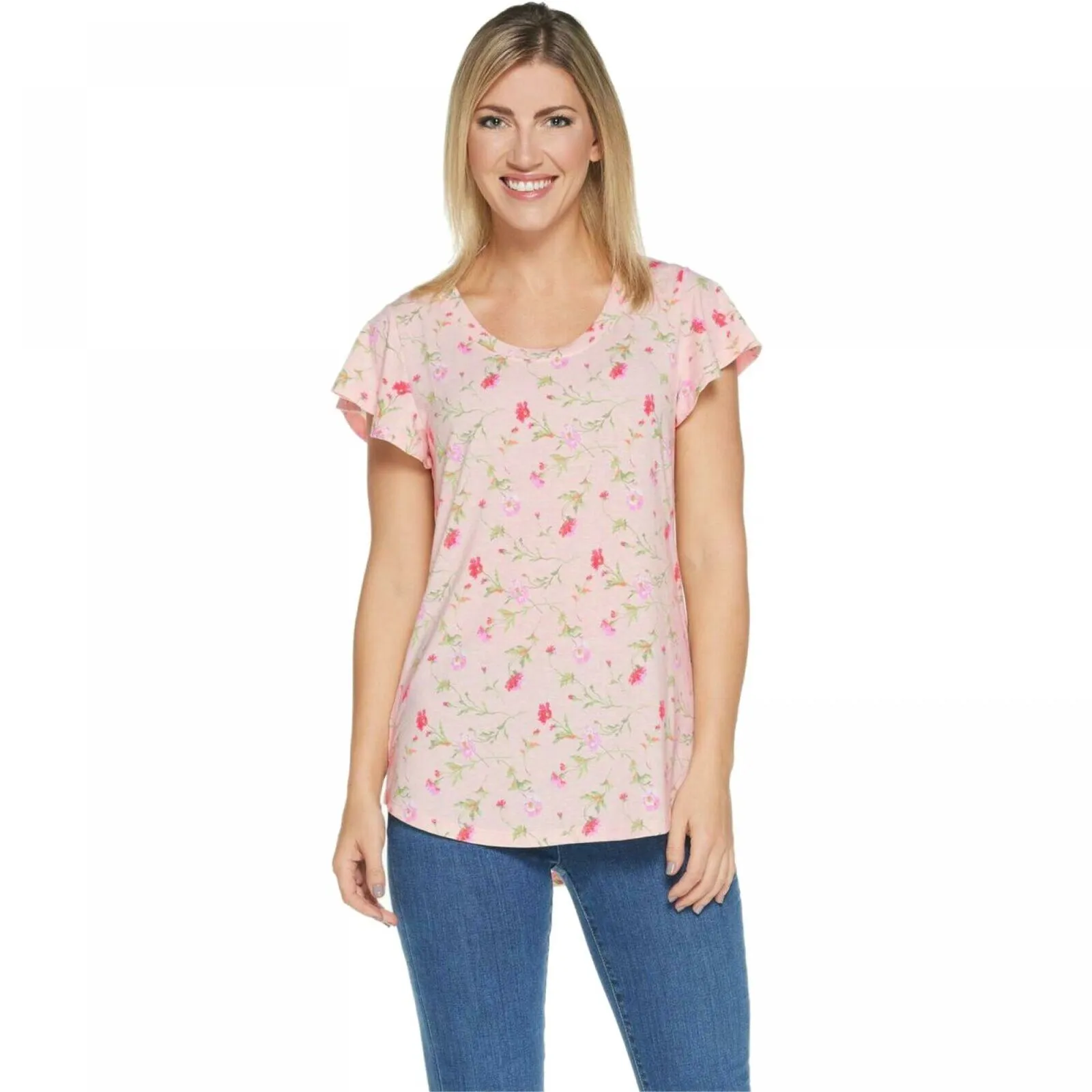 Isaac Mizrahi Live! Women's TRUE DENIM Ditsy Floral Knit Top