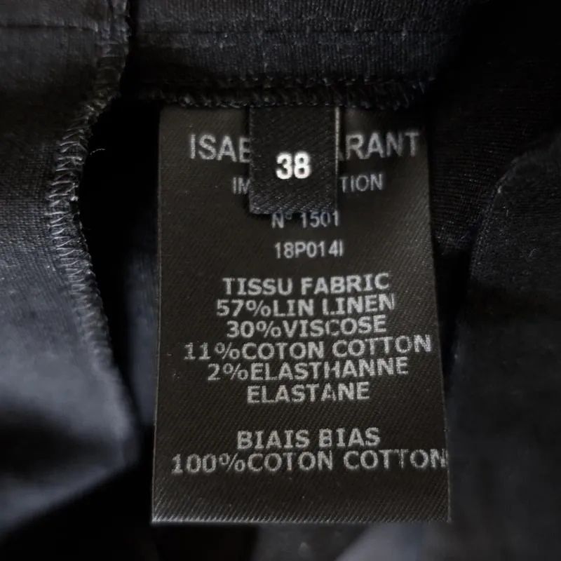 Isabel Marant Skirt Rebel Black Pleated Stretch Linen Size 38