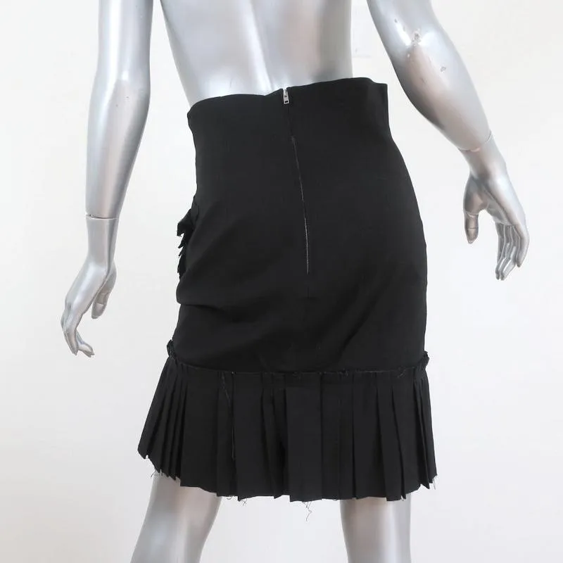 Isabel Marant Skirt Rebel Black Pleated Stretch Linen Size 38
