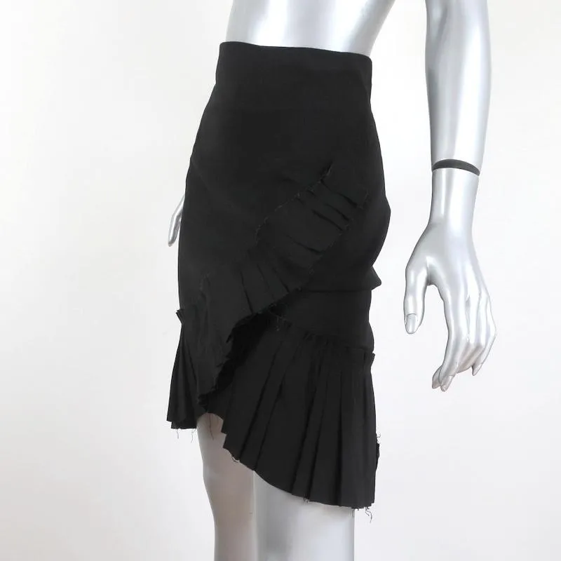 Isabel Marant Skirt Rebel Black Pleated Stretch Linen Size 38