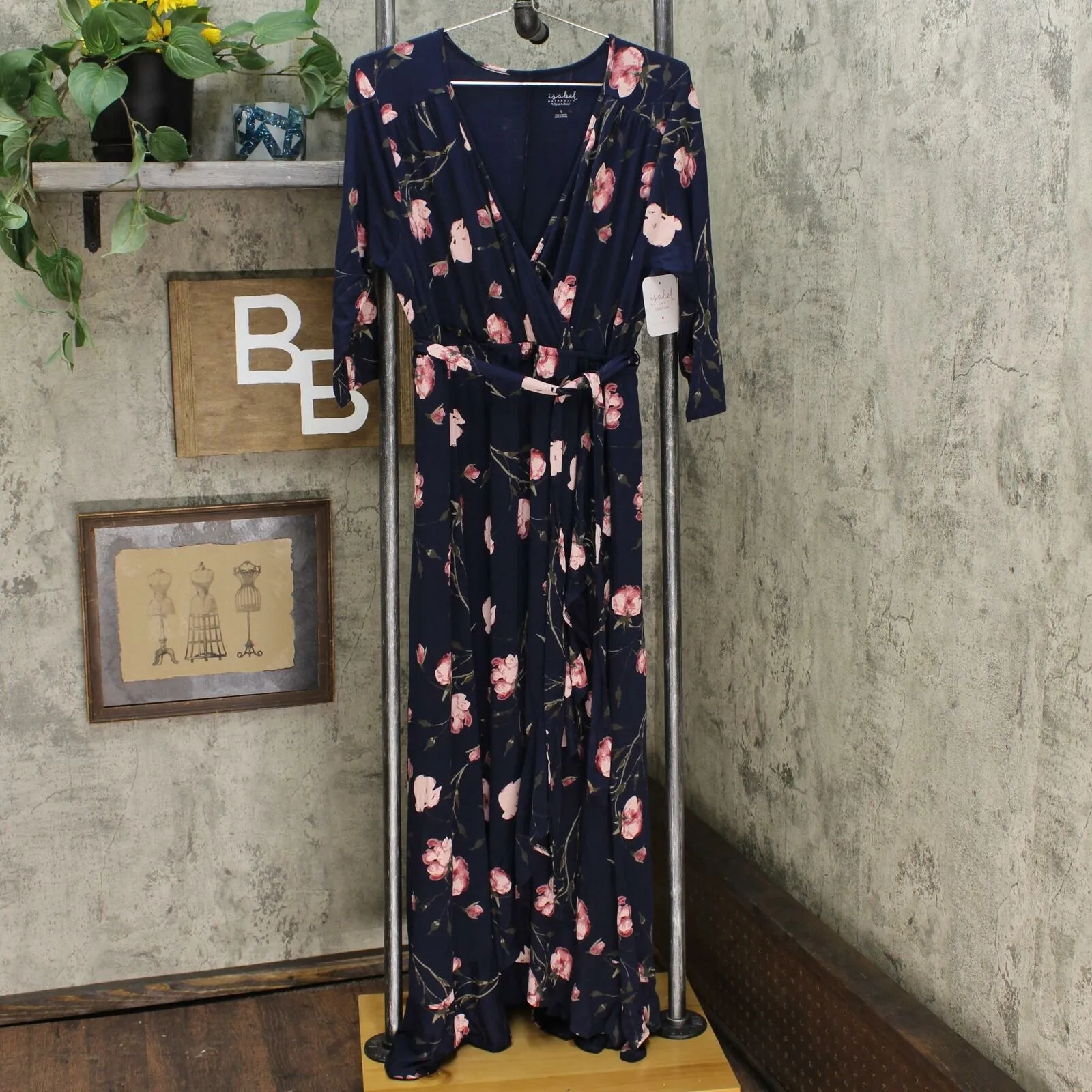 Isabel Maternity by Ingrid & Isabel Floral 3/4 Sleeve Knit Wrap Maxi Dress